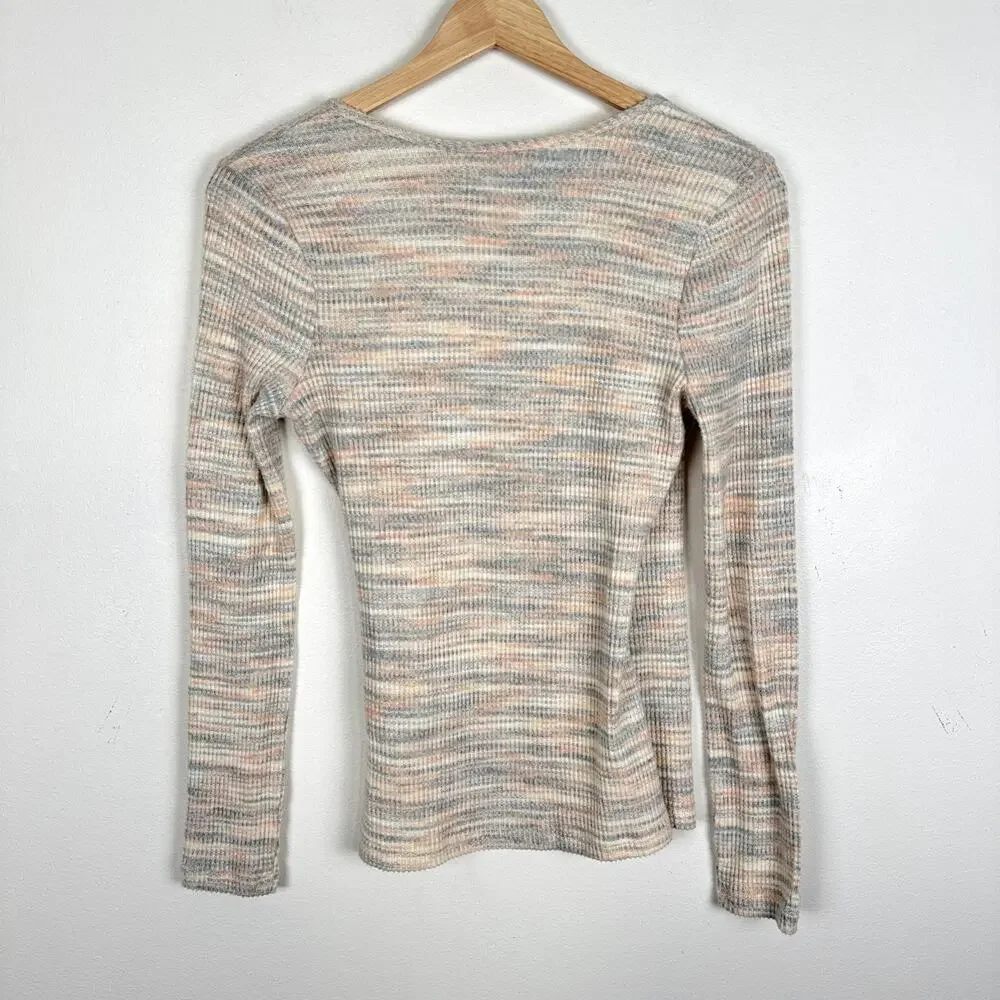 Madewell Space-Dye Faux-Wrap Knit Sweater Top Soft Rainbow Size XS Long Sleeve